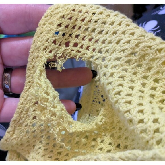 XCVI Summery Yellow Asymmetrical Crochet Swim Coverup - Picture 6 of 10